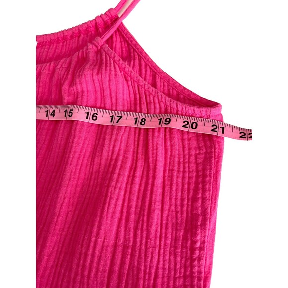 4Our Dreamers Gauzy Cotton Tiered Maxi Dress Sz L Hot Pink Boho Beach Feminine - Picture 6 of 10